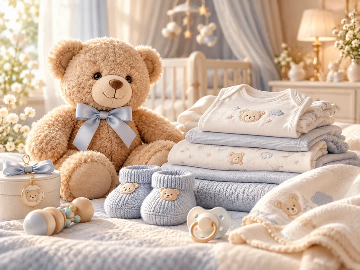 Urso e itens de enxoval